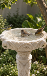 Handcrafted White Marble Bird Bath
