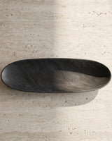 Hand-Carved Black Marble Oval Decorative Bowl