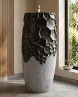 Designer washbasin carved in carbon black marble