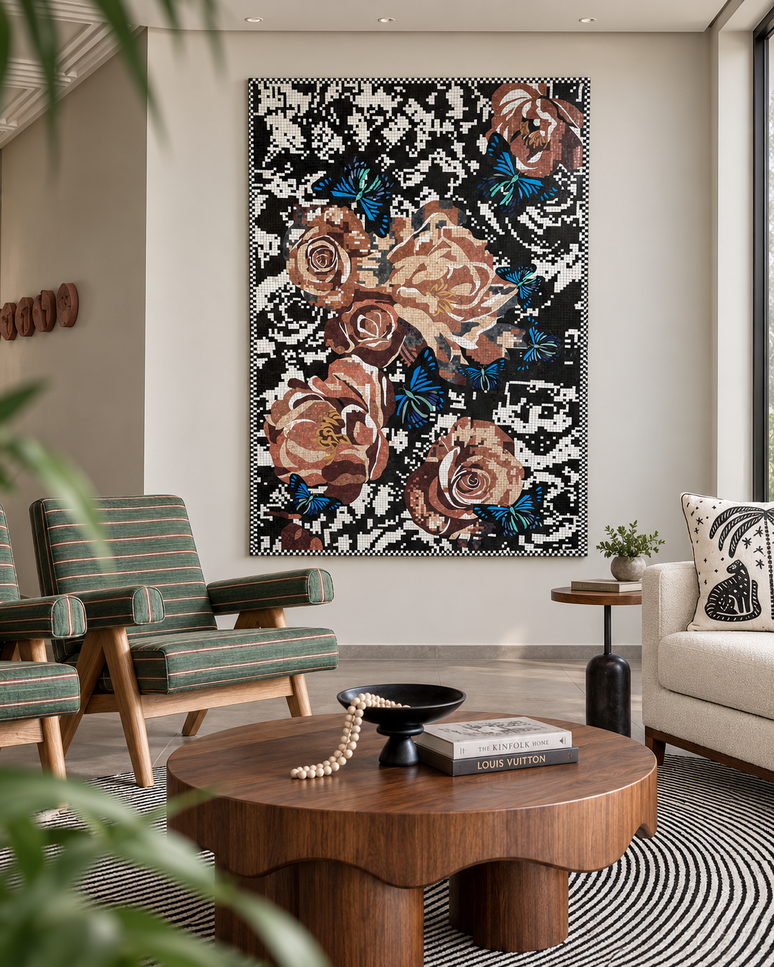Multicolour Semi-Precious Stone Mosaic Hand-Cut Wall Art