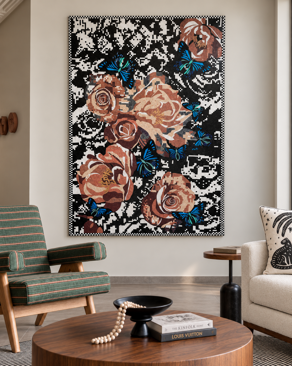 Multicolour Semi-Precious Stone Mosaic Hand-Cut Wall Art